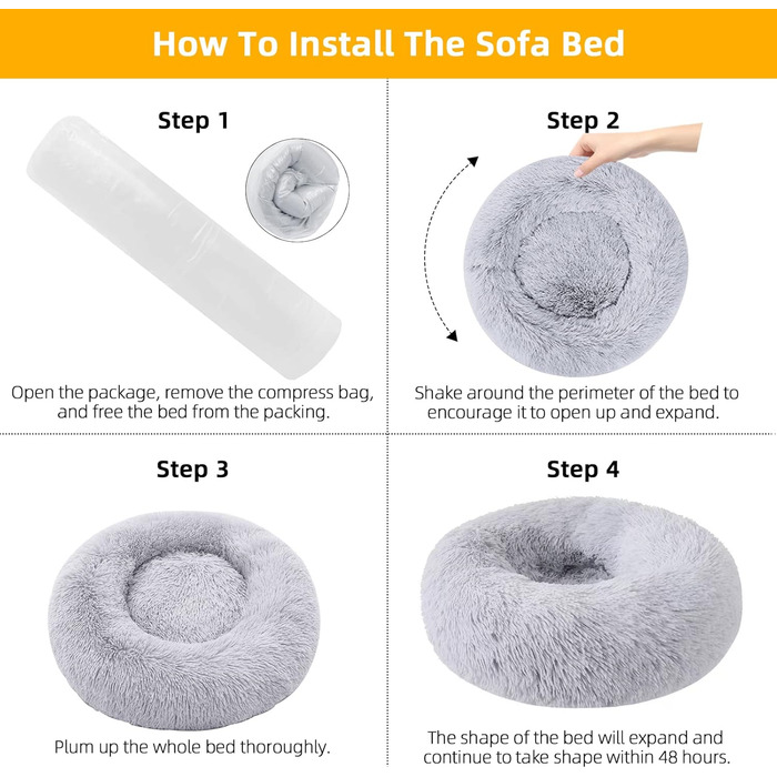 Кругле ліжко для собак та котів Nisrada, 80 см, сірого кольору, м'яке, зручне, з неслизьким дном, для цуценят та великих собак, 80x80x20 см