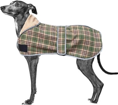 Зимова куртка для собак Greyhound з отвором для повідка, тепла флісова куртка для Whippet, середніх та великих собак (зелена, 2XL)