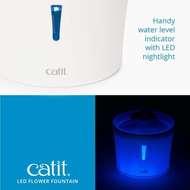 Питний фонтан Catit 2.0 Flower з LED для котів, 3 л, білий/синій + 5 змінних фільтрів Triple Action для фонтану
