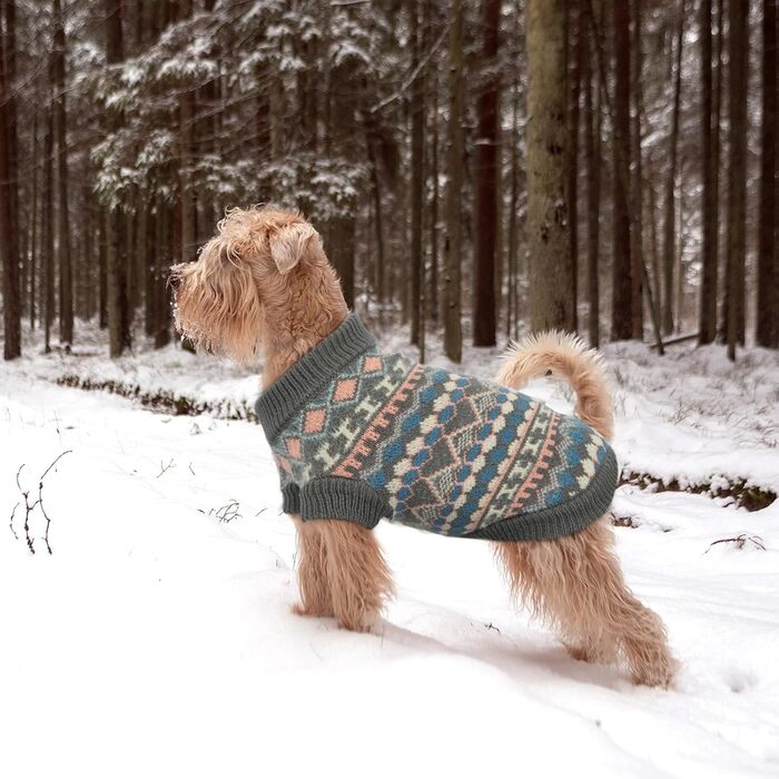 Пуловер для собак Х'юмараян - Бохо стиль, теплий пуловер для маленьких собак, святковий, з отвором для шлейки, сірий (XL)