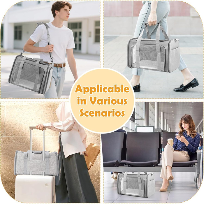 Транспортна сумка для кота та собаки, 45x30x30 см. Складана, дихаюча переноска для тварин для подорожей на авто.