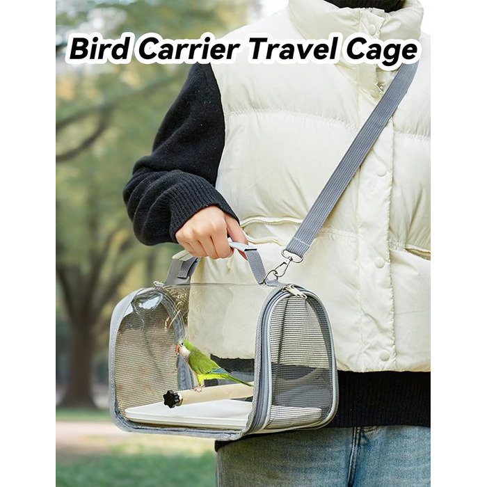 Транспортний ящик для птахів Gxdamxz з піддоном та дерев'яною перегородкою, клітка для хвилястих папужок/інших птахів/дрібних тварин, 27x20x20 см