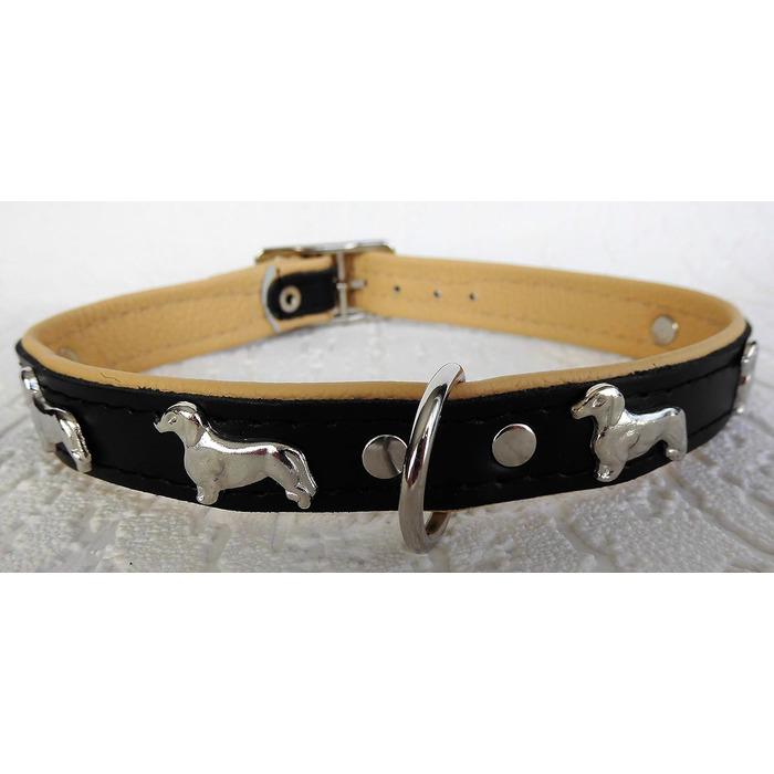 Ліденячий нашийник для собак DACKEL, шкіряний, обхват шиї 28-32/30-36/36-41 см, Чорний - Бежевий, НОВИЙ
