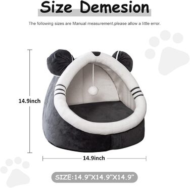 Кігтеточка-будиночок для котів Andiker, 40x40x33 см, плюшеве ліжко, напівзакритий гніздо, миється, знімається, з іграшкою-клубочком (сірий, миша)