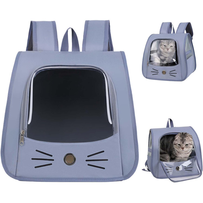 Транспортувальна сумка-рюкзак для котів та дрібних тварин (блакитна)