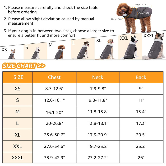 iBuddy Зимовий теплий водонепроникний жилет для собак, для великих собак, дівчаток та хлопчиків (Сірий, Medium)