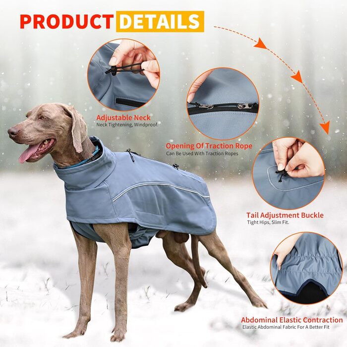 Водонепроникний зимовий одяг для собак Petcute - тепла куртка-жилет для собак з отвором для повідка (XXL, блакитний)