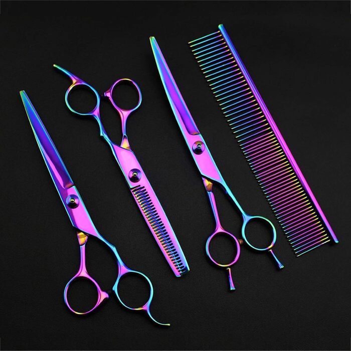 Набір професійних інструментів для грумінгу собак: ножиці, витончувальні ножиці, ножиці для стрижки, гребінець. 7-дюймові ножиці з нержавіючої сталі для собак та котів.