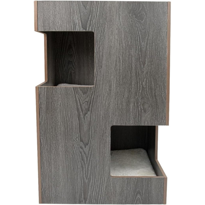 Преміум будиночок для котів з дерева, замок-вежа з лежаками, 50x50x80 см, антрацит