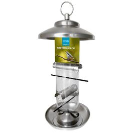 Годівниця для птахів VOSS.garden Smøllebird з дахом із нержавіючої сталі та пластиковою трубкою, стійка до погоди, підвісна, 17x36 см