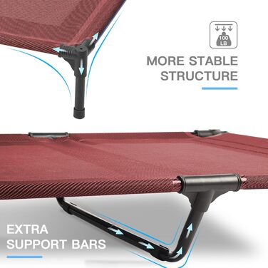 Підвищена лежанка для собак Suddus, червона, M (великий розмір, червона) (середній, червона/для відпочинку, однотонна (Getaway Solids))