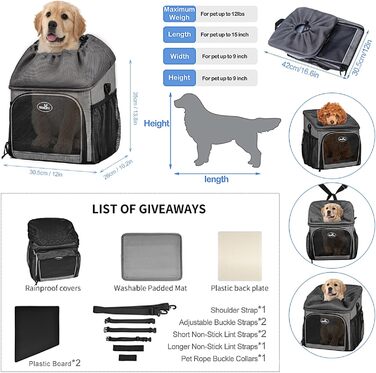 Велосумка для тварин Lixada: переноска-кошик для собак та котів, складна, з сіткою, для малих та середніх порід