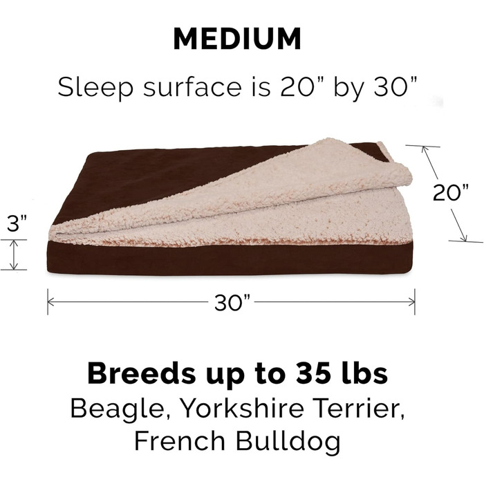 Крісло-ліжко для собак Furhaven Large - велике ортопедичне ліжко з м'якою оббивкою та знімним чохлом (76x51x8 см)