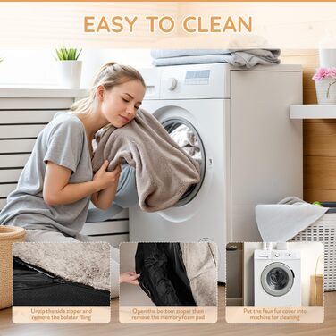 Ліжко для собак та людей NESTROAD, 180x114x35 см, знімний чохол з штучного хутра та ковдрою, велике ліжко-мішок для відпочинку, колір: верблюжий