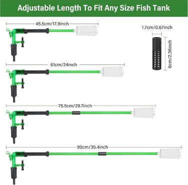 Сифон для акваріума AQQA: очищувач ґрунту, 3-в-1, до 60 см