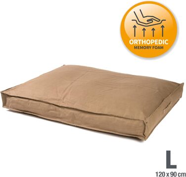 JAMAXX Преміум подушка для собак - ортопедична, з піною з пам'яті, знімний водонепроникний чохол, собаче ліжко з канвас-чохлом PDB1007 (L) 120x90, кавово-коричневий колір, розмір L (120 x 73 x 30 см)