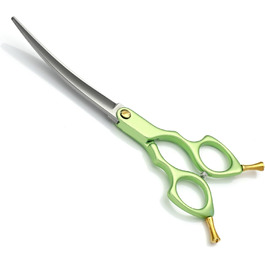 Професійна шерстьова ножиця для собак та котів 7.5 дюймів, вигнута, з ручкою з алюмінію, сталь JP 440C (рожева+сіра, зелена)