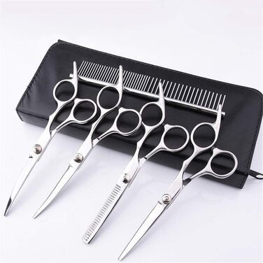 Набір професійних ножиць для грумінгу собак та котів (4 шт.) з нержавіючої сталі, рожевий