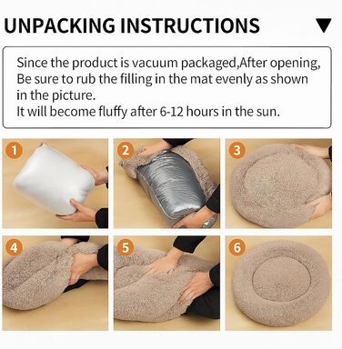 Заспокійливе ліжко для собак у вигляді пончика, м'який плюш, кругле ліжко для котів, зручне, м'яке, можна прати, подушка, самопідігріваюче ліжко для тварин з неслизьким дном, ліжко-гніздо для сну та відпочинку 60 x 60 x 20 см (Д x Ш x В) у кольорі тауп