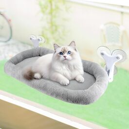 Віконна лежанка для котів Sprifityy XL, з міцними присосками, складане котяче ліжко-гамак на вікно, сіра, витримує до 23 кг