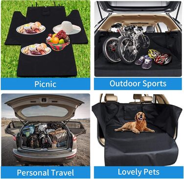 Захист для багажника автомобіля для собак, універсальний, водовідштовхувальний, 185x105x37 см, чорний