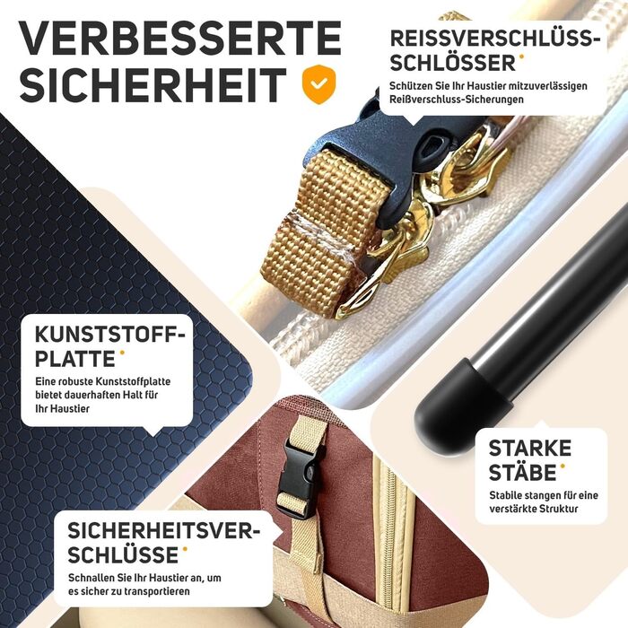 Транспортна переноска для котів та собак PETPROVED (L, Колір: Коричневий) 42 x 29 x 28 см