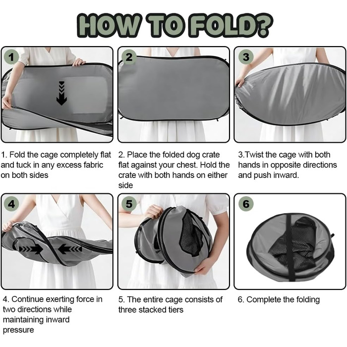 Складана переноска для собак та котів, дорожня переноска для тварин, 94x53x53 см, з двома дверцятами, Oxford, зелений/сірий