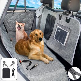Водонепроникна автогамак-ковдра для собак Hanjo Pets з блискавкою, сітчастим вікном і кишенею для заднього сидіння авто/SUV, нековзна основа