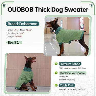 Теплий в'язаний светр для собак OUOBOB, золотий, великий розмір, зимовий термо-гольф для хлопчиків та дівчаток, святковий новорічний одяг