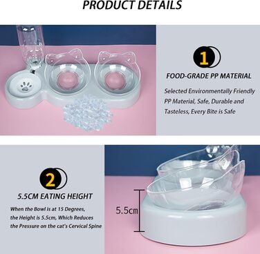 Автоматичний поїльник для котів та собак | Набір мисок з диспенсером води | Безпечний, знімний, BPA-Free (сірий)