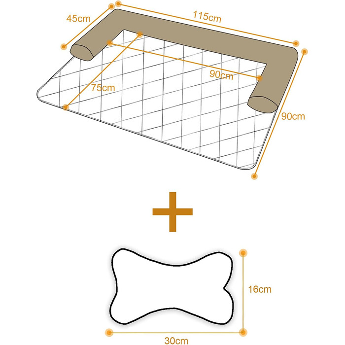 Крісло-ліжко для собак Raikou: зручне та практичне, 90x90 см, блакитний меланж. Захист дивану та багажника, антиковзаюче покриття, легко миється. Підходить для великих та маленьких собак.