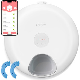 Автоматична WiFi годівниця для котів GAMKII для вологого корму, 6 порцій, з 2 охолоджуючими пакетами, програмованим таймером і акумулятором