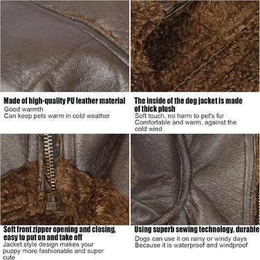Шкіряна куртка для собак на зиму, тепла, для вулиці, для маленьких та середніх собак, для котів