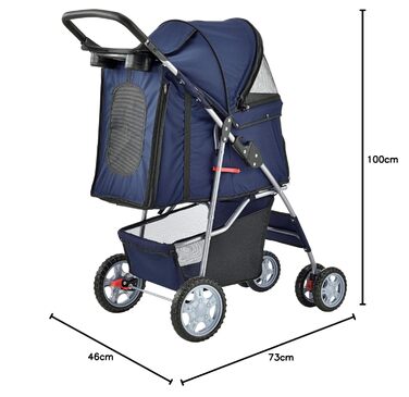 Візок для собак pro.tec 'Niceville' - блакитний, з дощем та сумкою для покупок