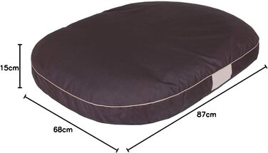 Кругла лежанка для собак Oval - міцна, водонепроникна, з м'яким наповнювачем, 87x68x15 см, коричнева