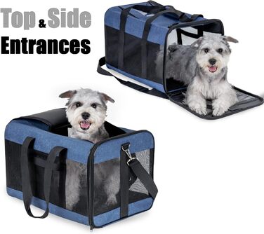 Транспортна переноска для собак та котів HITSLAM, складана, для подорожей, зелена/блакитна (M)