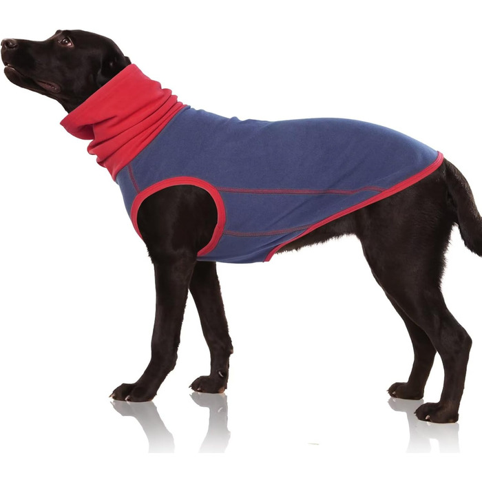 Пуловер для собак IECOii: теплий флісовий пуловер, толстовка, жилетка для собак, нашийник-воріт, сірий, розмір L (обхват грудей 48 см), 2XL (обхват грудей 62 см), темно-синій