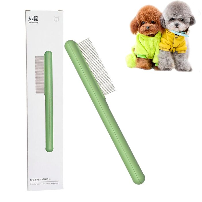 Щітка для собак маленьких порід та цуценят, видаляє шерсть та запобігає ковтунам, гребінець для видалення шерсті тварин, гребінець від бліх з нержавіючої сталі, ідеально підходить для Ши-тцу, Йоркширських тер'єрів, Мальтіпу, Мальтезе, маленьких порід (з ш