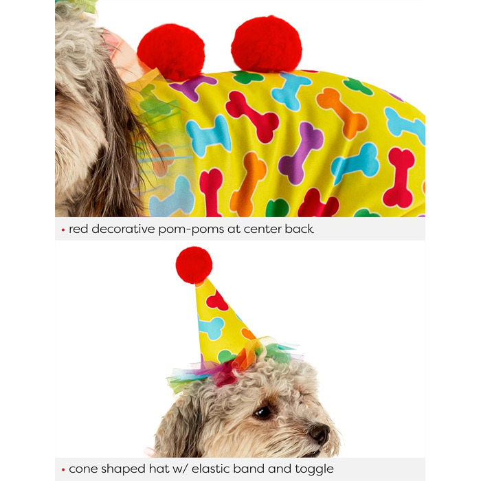 Костюм клоуна для домашніх тварин Rubies, XL: комбінезон, капелюх, рюкзак для свят та Хелловіну