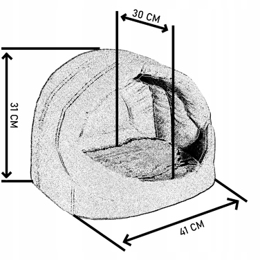 Лежак-будиночок для собак та котів, розмір L, колір бежевий + хутряна підстилка