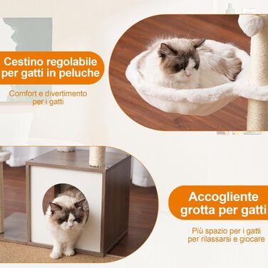 Дряпка для котів Heybly з платформою 30x50 см, когтеточка з будиночком та сизалевими стовпчиками, стабільна та безпечна для кошенят та середніх котів, колір: сіро-коричневий HCT007SSR (Greige)