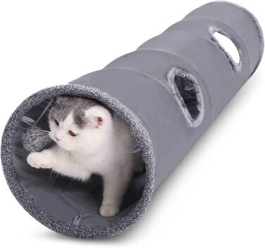 Туннель для котів ALLSOPETS - іграшка-тунель для кошенят, кроликів та інших дрібних тварин. Сірий колір.