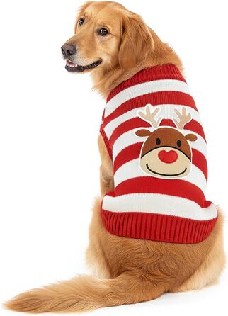 Пуловер для собак на Новий Рік: теплий в'язаний пуловер для домашніх тварин, теплий, модний, для святкування, подарунок, розмір XXL