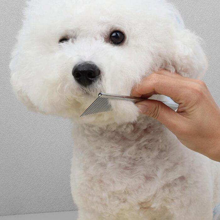 Гребінець для котів Flohkamm - щітка для догляду за шерстю, видалення ковтунів. Підходить для довгошерстих порід, щоденний догляд та після купання. Сріблястий колір.