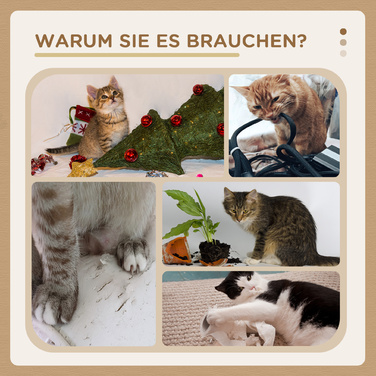 PawHut Cat Tree з великими сизалевими кулями Ø15 см, Stable Cat Tree до 30 кг, платформа бежева, 38 x 38 x 64 см