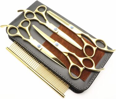 Набір професійних ножиць для грумінгу тварин з нержавіючої сталі, 6 дюймів, для собак та котів, безпечні та гострі, фіолетовий (золотий)