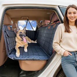 Захисний чохол на сидіння для собак APetsPlanet, жорстка основа, водонепроникний, з кишенею, для авто, позашляховиків, сімейних авто, чорна шкіра, з накладками на двері