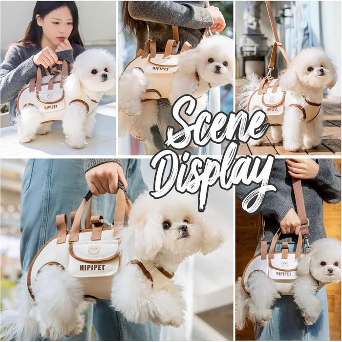 PETCUTE Сумка-переноска для собак 4-в-1, ручка-шофер для великих собак, дихаюча сумка-переноска на плечі для маленьких цуценят, сумка для тварин з ремінком на плечі, для прогулянок на вулиці Бежевий+Коричневий