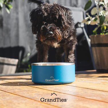 Нержавійна миска для собак та котів GrandTies з гравіюванням, велика (1890 мл, кобальтово-синій)