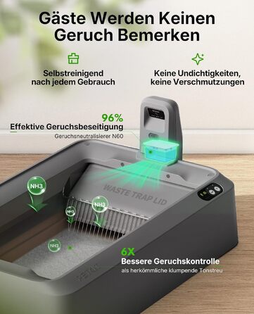 Автоматичний котячий туалет PETKIT Purobot Crystal Duo з камерою, моніторингом здоров'я, контролем запаху, сірий колір T7